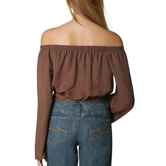 Polly & Esther Blouse Top Medium Brown Juniors'‎ - Picture 7 of 9